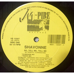 Shavonne So, Tell Me, Tell Me VINYL 12" USED