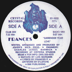 Frances (2) Surrender Your Love USED VINYL 12INCH 33 S RPM