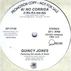 Quincy Jones Ai No Corrida (I-No-Ko-Ree-Da) USED VINYL 12INCH 33 S RPM PROMO