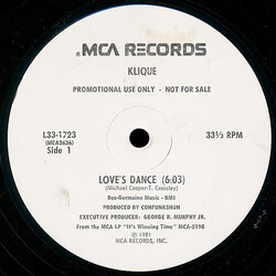 Klique Love's Dance USED VINYL 12INCH 33 S RPM PROMO