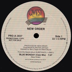 New Order Blue Monday / Touched By The Hand Of God VINYL 12" USED