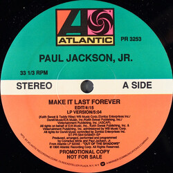 Paul Jackson Jr. Make It Last Forever USED VINYL 12INCH 33 S RPM PROMO STEREO