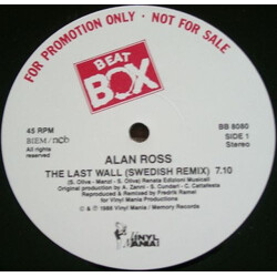 Alan Ross The Last Wall (Swedish Remix) USED VINYL 12INCH PROMO
