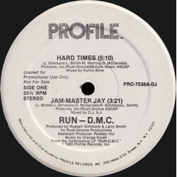 Run-DMC Hard Times / Jam-Master Jay USED VINYL 12INCH 33 S RPM PROMO STEREO