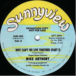 Mike Anthony Why Can't We Live Together USED VINYL 12INCH 33 S RPM PROMO