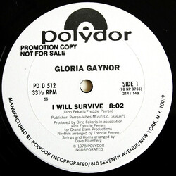 Gloria Gaynor I Will Survive USED VINYL 12INCH 33 S RPM PROMO