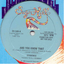 The Sequence And You Know That USED VINYL 12INCH SINGLE PROMO