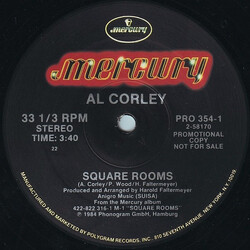 Al Corley Square Rooms USED VINYL 12INCH SINGLE 33 S RPM PROMO