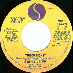 Martha Velez Disco Night USED VINYL 7INCH 45 RPM PROMO STEREO MONO