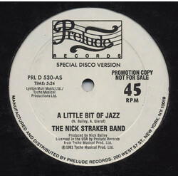 Nick Straker Band A Little Bit Of Jazz USED VINYL 12INCH PROMO 45 RPM