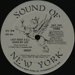 Indeep Last Night A D.J. Saved My Life USED VINYL 12INCH 33 S RPM REPRESS
