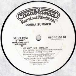 Donna Summer Hot Stuff USED VINYL 12INCH 33 S RPM SINGLE SIDED PROMO