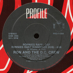 Ron And The D.C. Crew Ronnies Rapp USED VINYL 12INCH 33 S RPM SINGLE STEREO