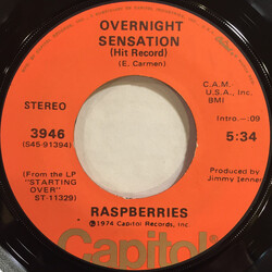 Raspberries Overnight Sensation (Hit Record) USED VINYL 7INCH 45 RPM SINGLE