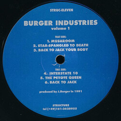 Burger Industries Volume 1 USED VINYL 12INCH 33 S RPM LIMITED EDITION NUMBERED