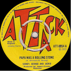 Sidney, George And Jackie Papa Was A Rolling Stone USED VINYL 7INCH 45 RPM SINGLE