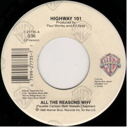 Highway 101 All The Reasons Why USED VINYL 7INCH 45 RPM