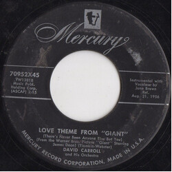 David Carroll & His Orchestra Love Theme From "Giant" / By The Fountains Of Rome USED VINYL 7INCH 45 RPM