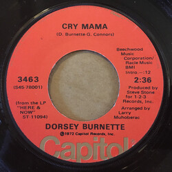 Dorsey Burnette Cry Mama / Lonely To Be Alone USED VINYL 7INCH 45 RPM