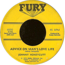Johnny Honeycutt Advice On Man's Love Life / Love Theme USED VINYL 7INCH 45 RPM