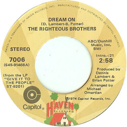 The Righteous Brothers Dream On USED VINYL 7INCH