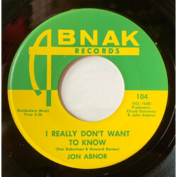 Jon Abnor I Really Don't Want To Know USED VINYL 7INCH 45 RPM