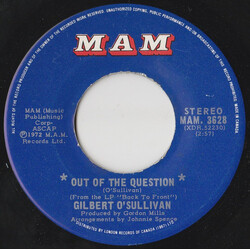 Gilbert O'Sullivan Out Of The Question USED VINYL 7INCH 45 RPM STEREO