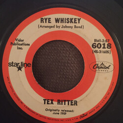 Tex Ritter Rye Whiskey / Deck Of Cards USED VINYL 7INCH 45 RPM