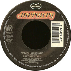 Billy Ray Cyrus Wher'm I Gonna Live? USED VINYL 7INCH 45 RPM
