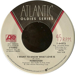 Foreigner I Want To Know What Love Is / That Was Yesterday USED VINYL 7INCH 45 RPM