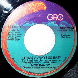 Moe Bandy It Was Always So Easy / I Wouldn't Cheat On Her If She Was Mine USED VINYL 7INCH 45 RPM