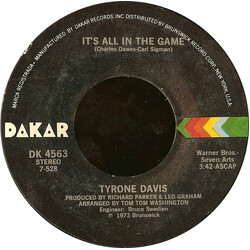 Tyrone Davis It's All In The Game / Where Lovers Meet USED VINYL 7INCH 45 RPM