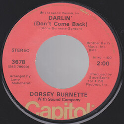 Dorsey Burnette / The Sound Company Darlin' (Don't Come Back) USED VINYL 7INCH 45 RPM STEREO
