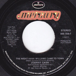 Johnny Cash The Night Hank Williams Came To Town USED VINYL 7INCH