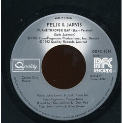 Felix & Jarvis Flamethrower Rap USED VINYL 7INCH 45 RPM