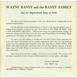 Wayne Raney / Raney Family We Need A Lot More Of Jesus (And A Lot Less Rock And Roll) USED VINYL 7INCH 45 RPM EP