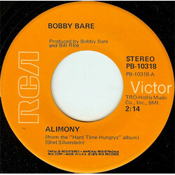 Bobby Bare Alimony USED VINYL 7INCH 45 RPM