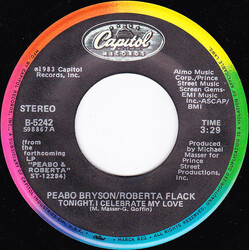 Peabo Bryson / Roberta Flack Tonight, I Celebrate My Love USED VINYL 7INCH 45 RPM