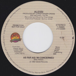 Alessi As Far As I'm Concerned USED VINYL 7INCH 45 RPM PROMO STEREO MONO