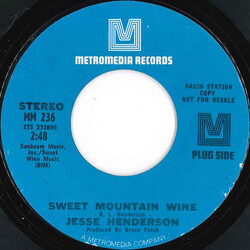 Jesse Henderson (2) Sweet Mountain Wine USED VINYL 7INCH 45 RPM PROMO STEREO MONO