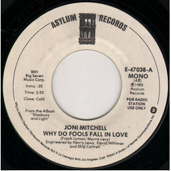 Joni Mitchell Why Do Fools Fall In Love USED VINYL 7INCH 45 RPM PROMO MONO STEREO