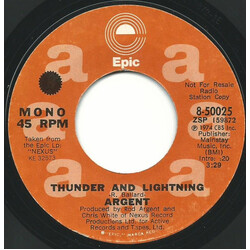 Argent Thunder And Lightning USED VINYL 7INCH 45 RPM PROMO STEREO MONO