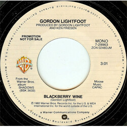 Gordon Lightfoot Blackberry Wine USED VINYL 7INCH 45 RPM PROMO STEREO MONO