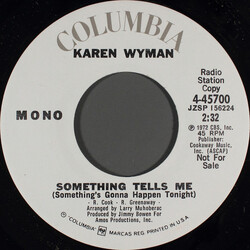 Karen Wyman Something Tells Me (Something's Gonna Happen Tonight) USED VINYL 7INCH 45 RPM PROMO STEREO MONO