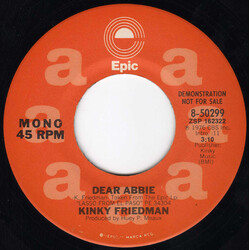 Kinky Friedman Dear Abbie USED VINYL 7INCH PROMO STYRENE STEREO MONO
