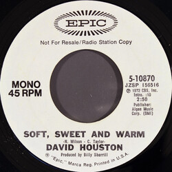 David Houston Soft, Sweet And Warm USED VINYL 7INCH 45 RPM PROMO STYRENE STEREO MONO