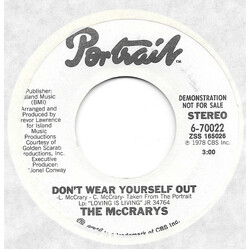 The McCrarys Don't Wear Yourself Out USED VINYL 7INCH 45 RPM PROMO STYRENE STEREO MONO