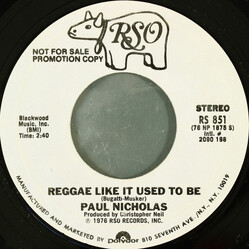 Paul Nicholas Reggae Like It Used To Be USED VINYL 7INCH 45 RPM PROMO STYRENE STEREO MONO