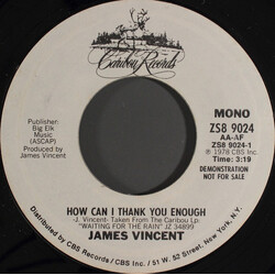 James Vincent How Can I Thank You Enough USED VINYL 7INCH 45 RPM PROMO STYRENE STEREO MONO