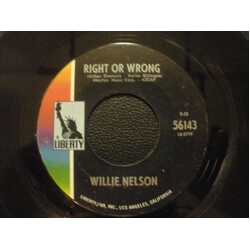 Willie Nelson Right Or Wrong USED VINYL 7INCH 45 RPM STYRENE MONO